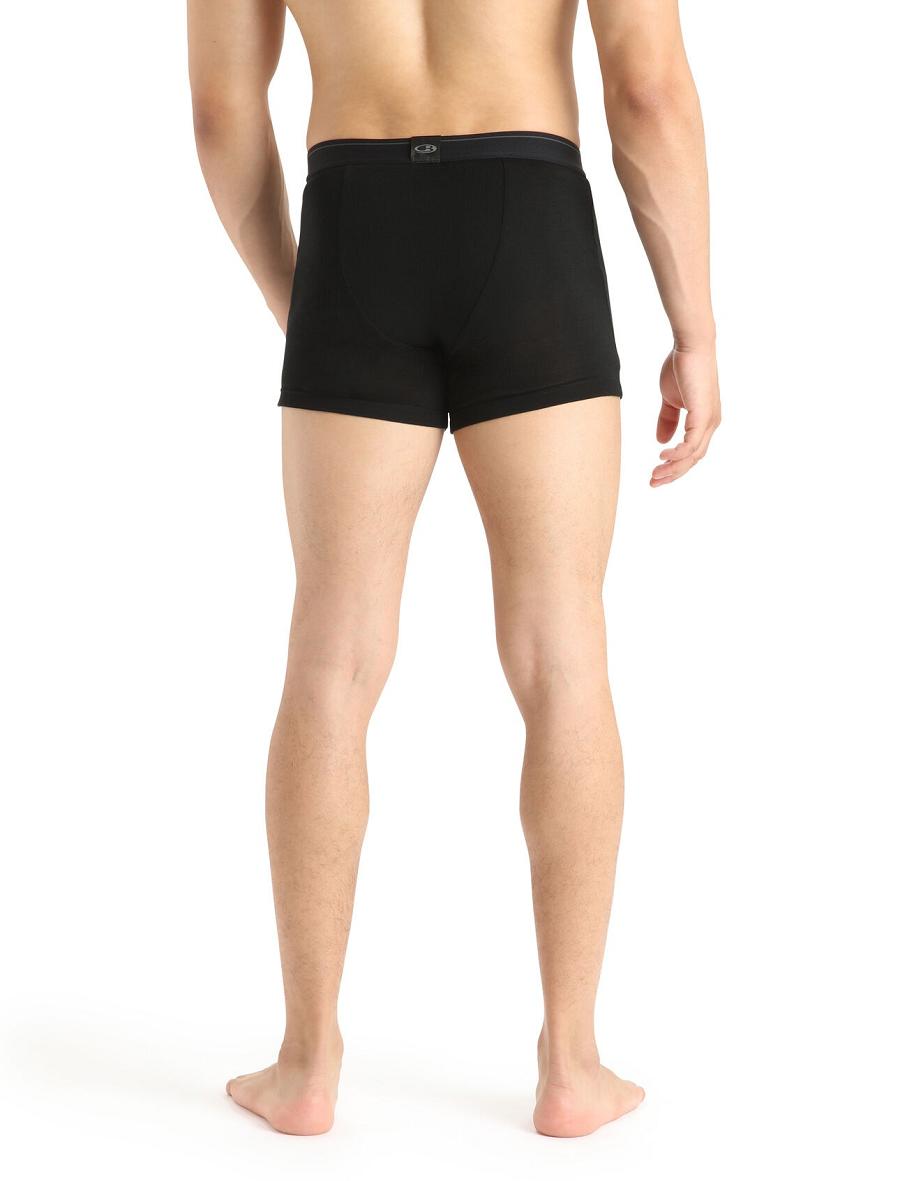 Black Men's Icebreaker Merino 175 Everyday Thermal Boxers With Fly Underwear | USA 1293VRWD